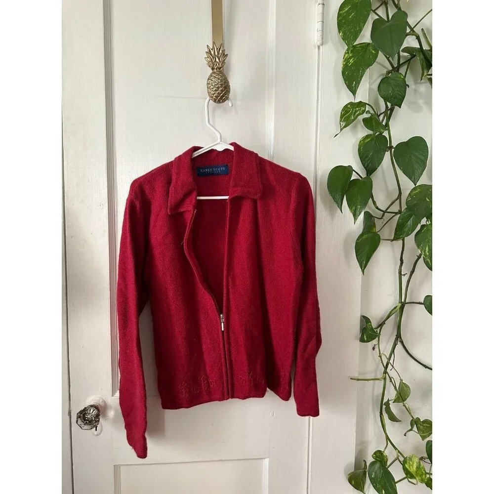 Karen Scott women’s size petite medium red sweater